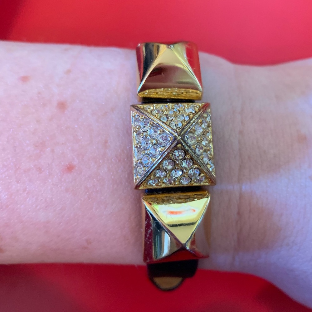 Juicy Couture Pave Pyramid Stud Leather Bracelet